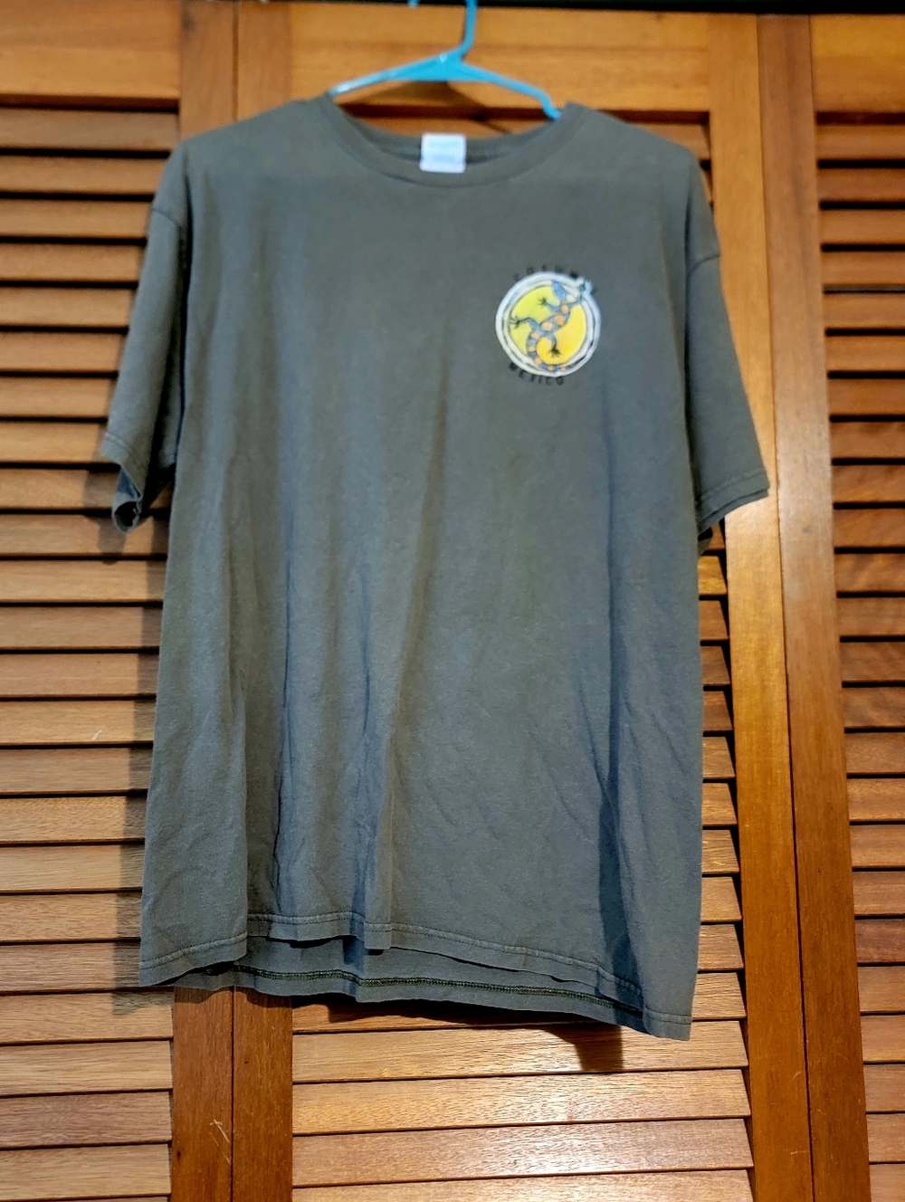 Dark Olive Cozumel Graphic Pocket Tee with Yellow Emblem - Large